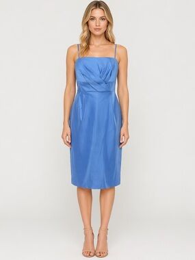 Calvin Klein Elegant Blue Satiny Finish Removable Spaghetti Strap Dress Size 10